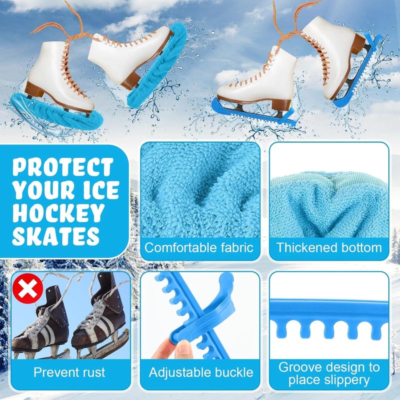 Liliful 8 Pcs Skate Guards Skate Blade Protector Covers Towel Ice Inline Bag Set Ice Guards for Adult Hockey Winter Supply - Image 4